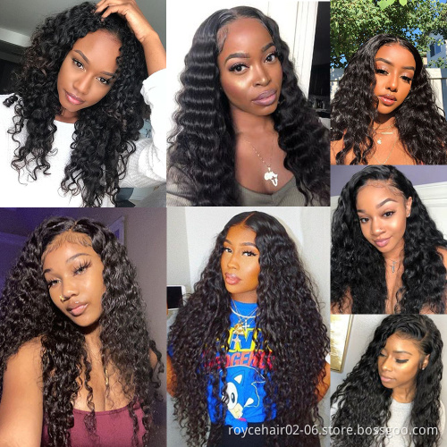 Luxuriant Brazilian Hair Lace Wig Vendor Cuticle Aligned Virgin Human Hair Deep Wave 4x13 Transparent Lace Front Wig